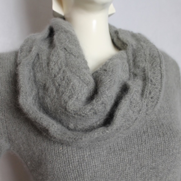 Cowl Neck Knit Angora and Wool Blend Sweater - Picture 2 of 7